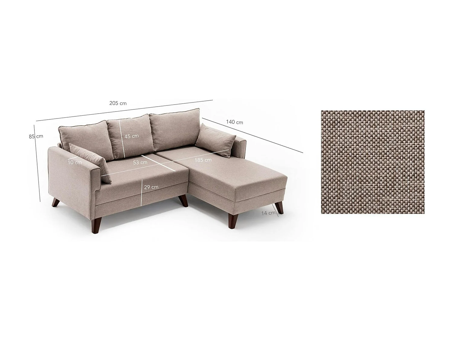 Canapé d’angle convertible cappuccino - côté droit SPLIT