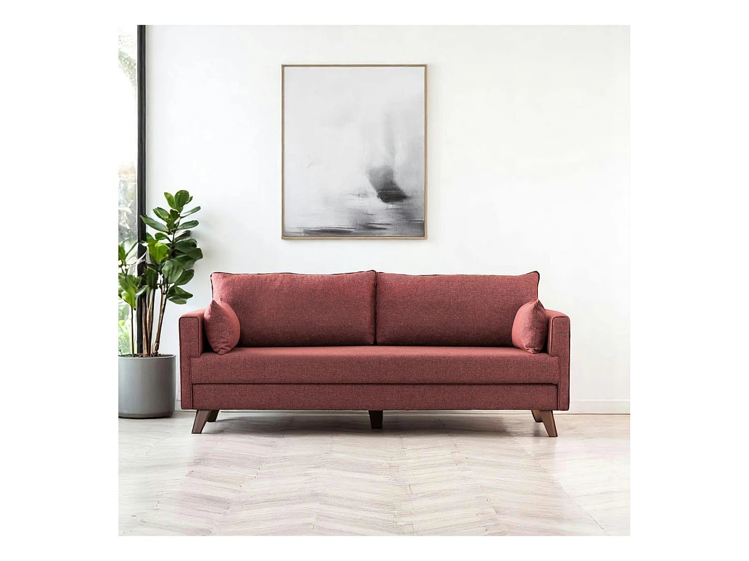 Canapé-lit rouge chiné - dos droit SPLIT