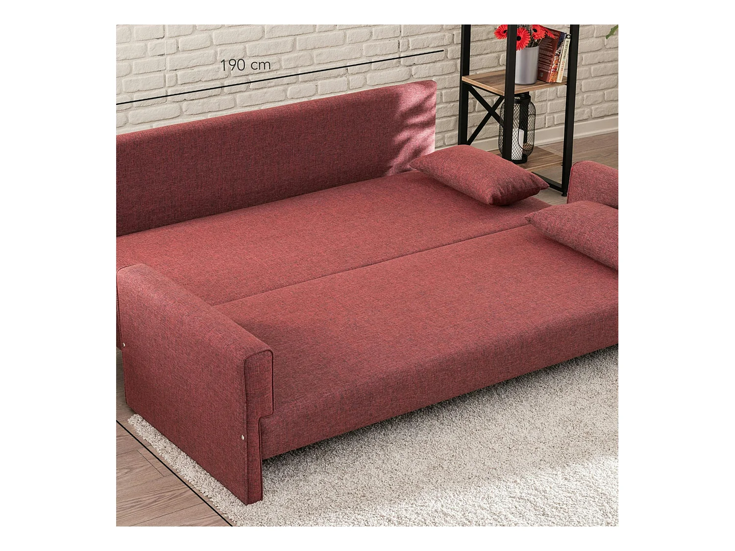 Canapé-lit rouge chiné - dos droit SPLIT