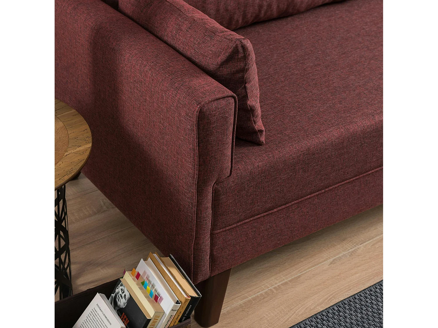 Canapé-lit rouge chiné - dos droit SPLIT