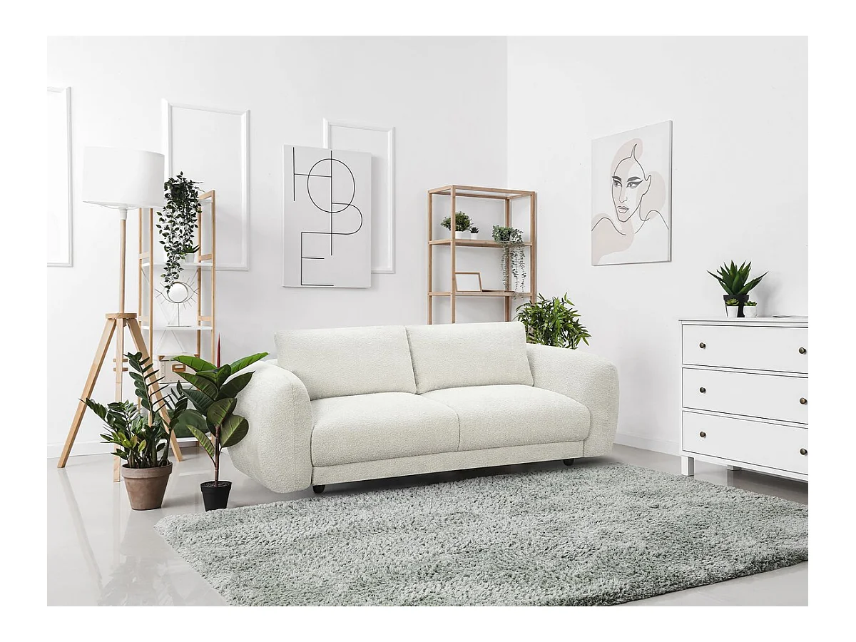 Canapé droit en tissu chenille "Saint Germain S" - 3 places - Beige