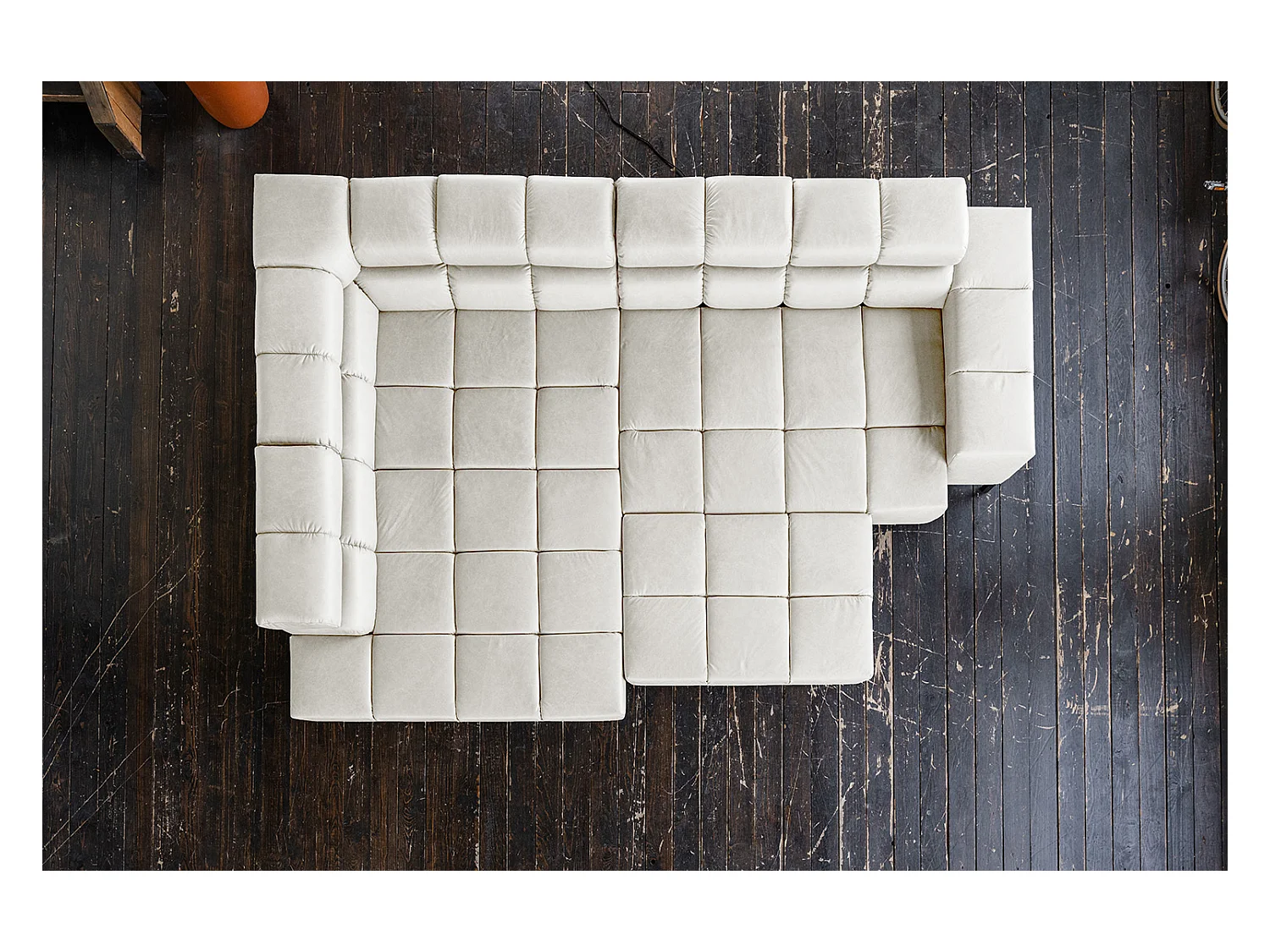 Hoekbank - Lichtgrijs Leer - NELSON