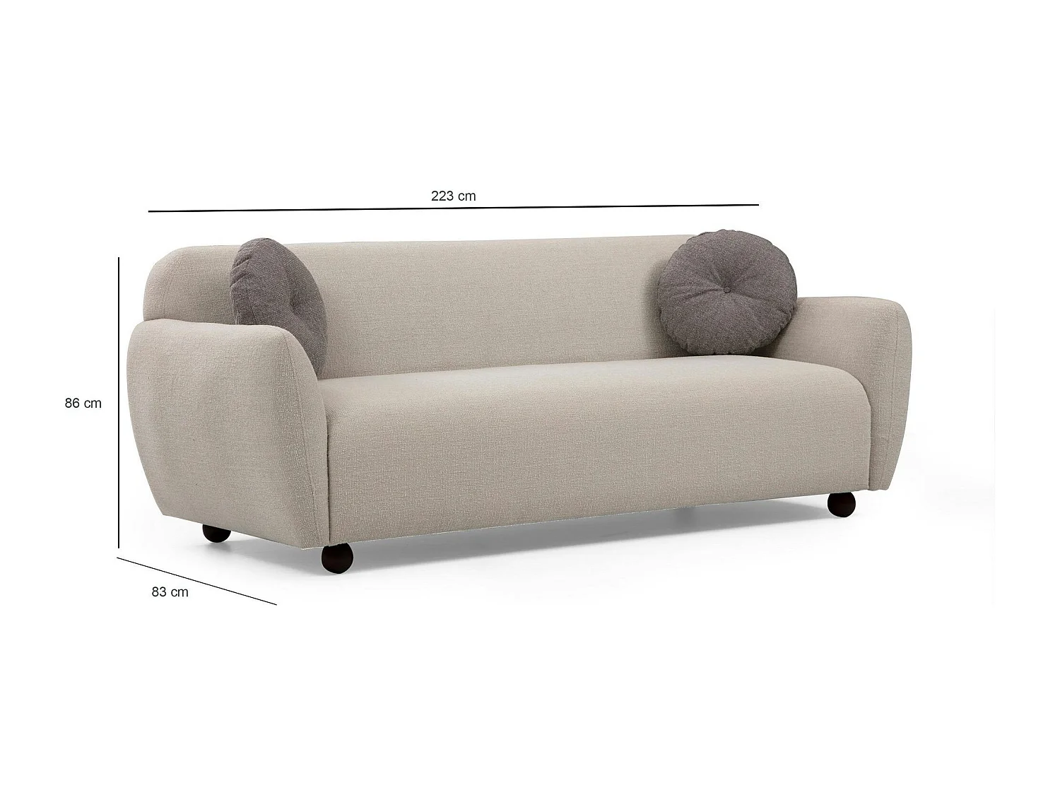 Canapé 3 places beige - style contemporain LUCCA