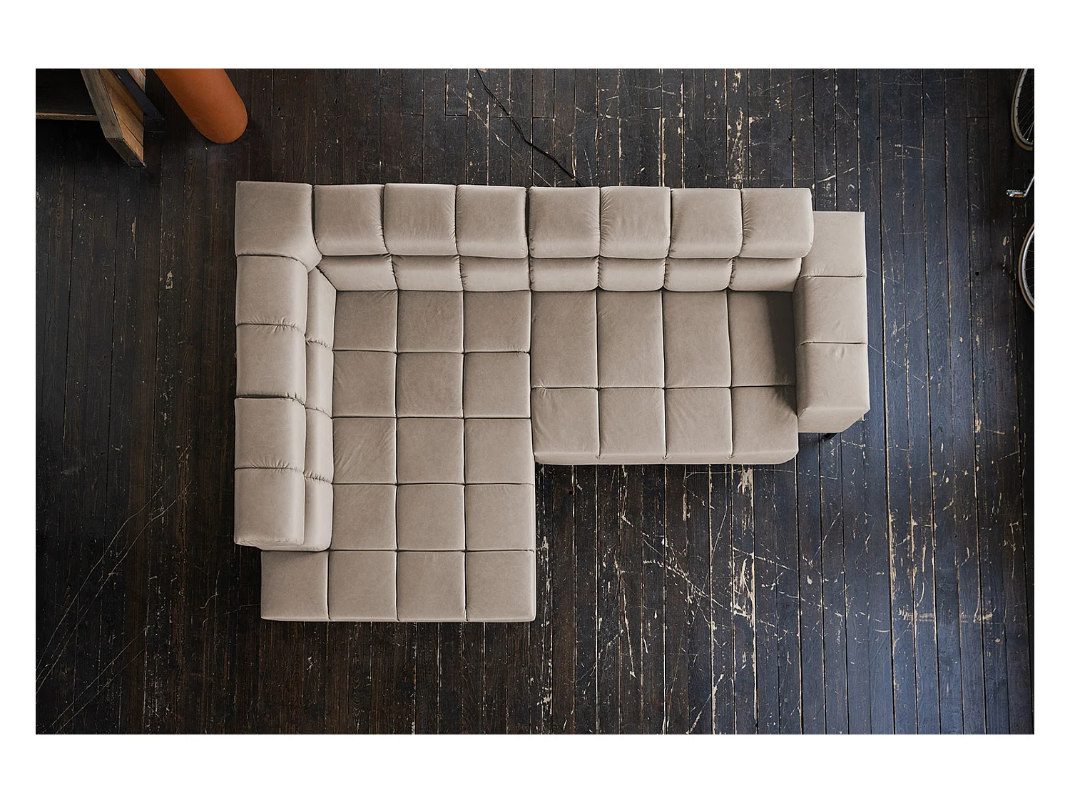 Canapé d'angle - Gris cuir - NELSON