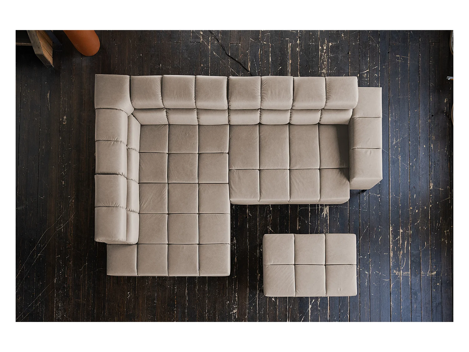 Canapé d'angle - Gris cuir - NELSON