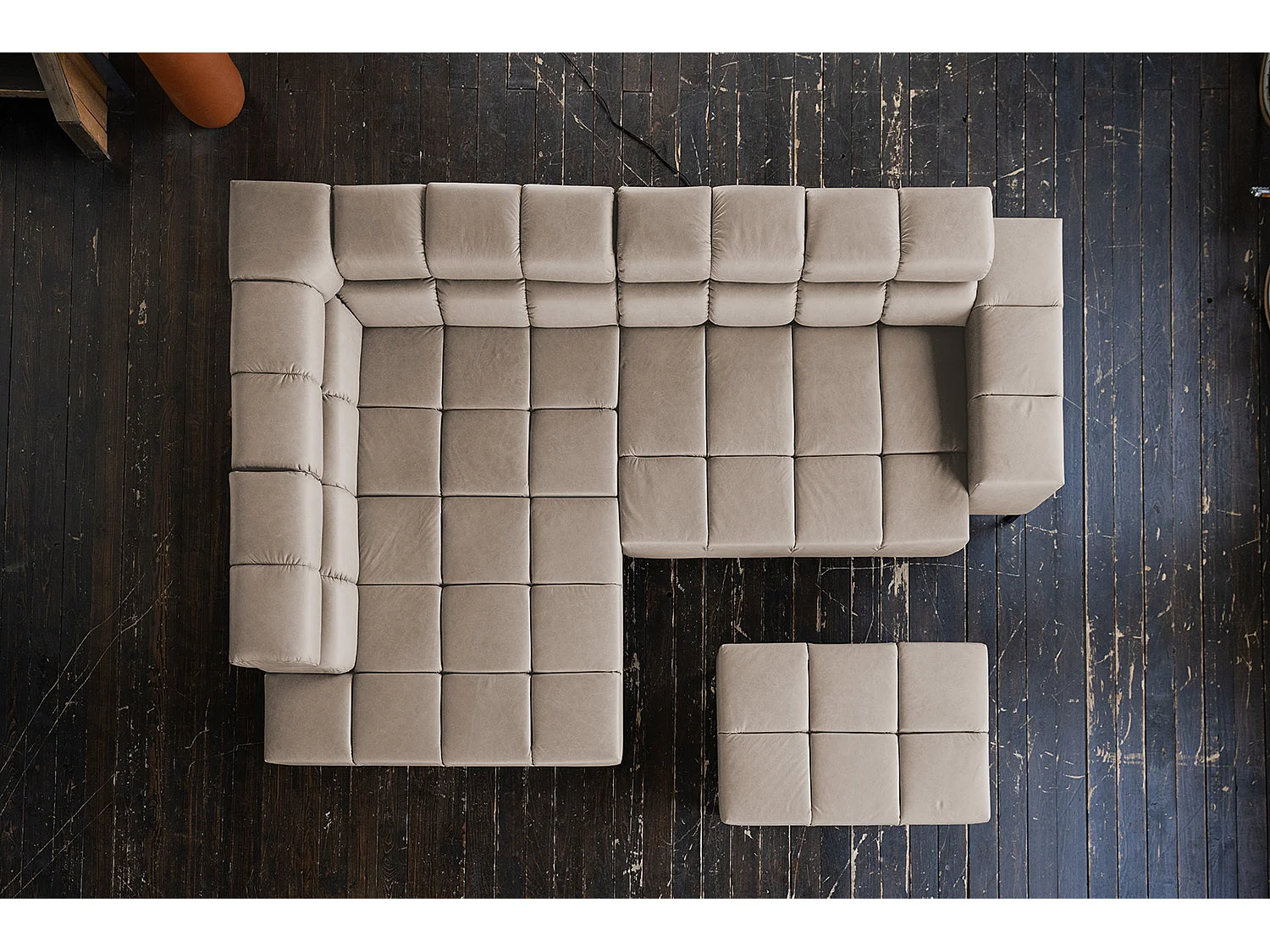 Ecksofa - Grau Leder - NELSON