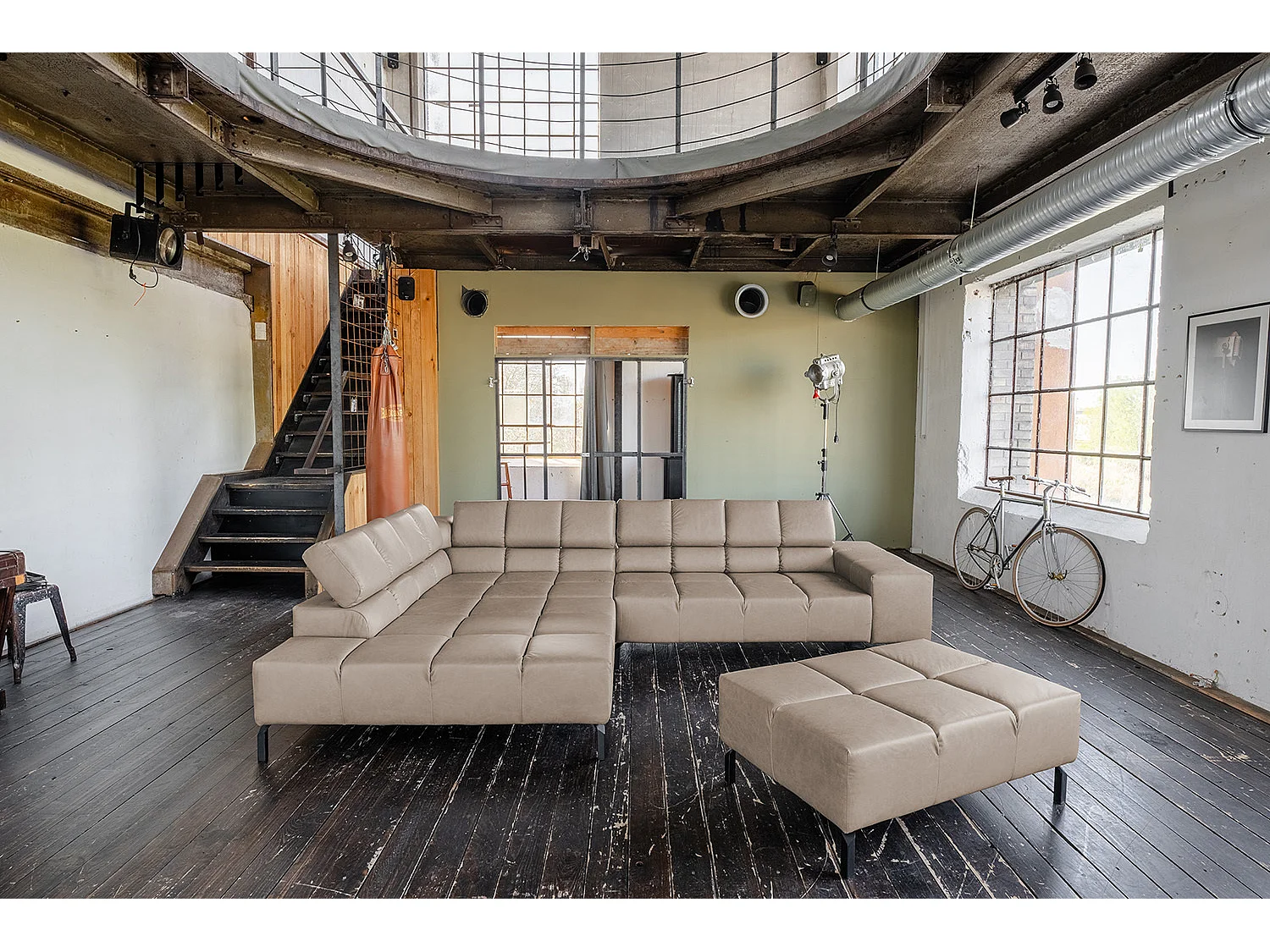 Ecksofa - Grau Leder - NELSON