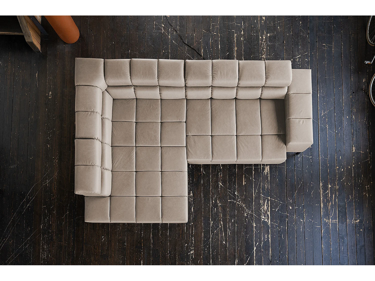 Ecksofa - Grau Leder - NELSON