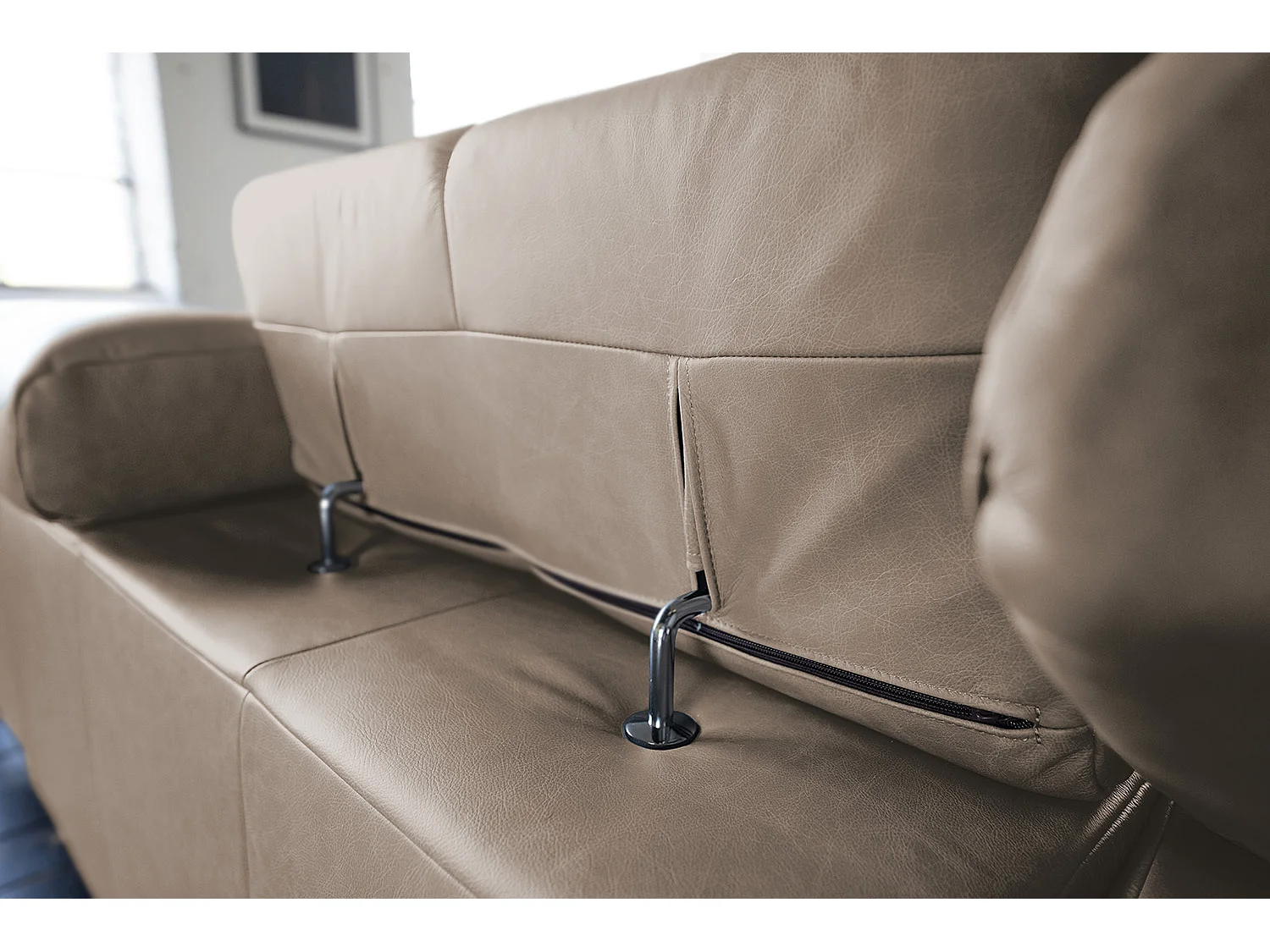 Ecksofa - Grau Leder - NELSON