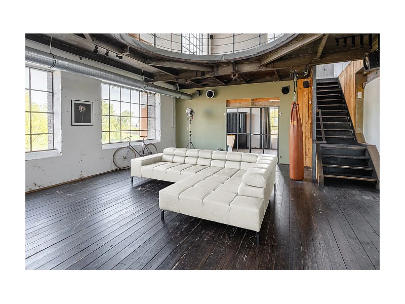 Sofá esquinero - gris claro piel - NELSON