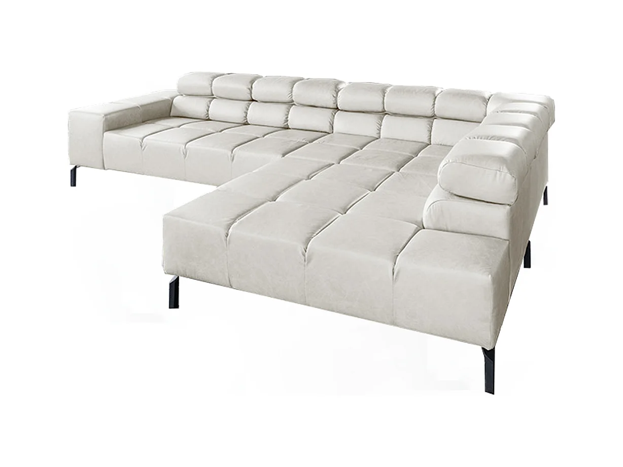 Ecksofa - Hellgrau Leder - NELSON