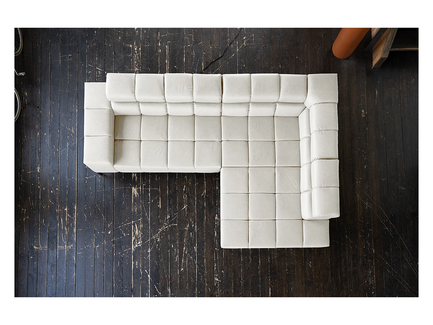 Ecksofa - Hellgrau Leder - NELSON