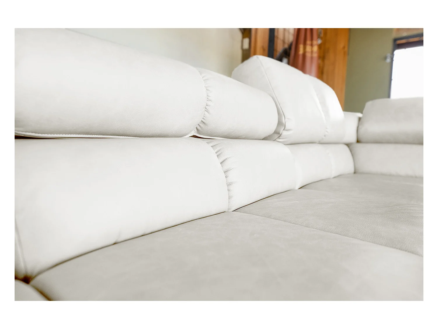 Ecksofa - Hellgrau Leder - NELSON