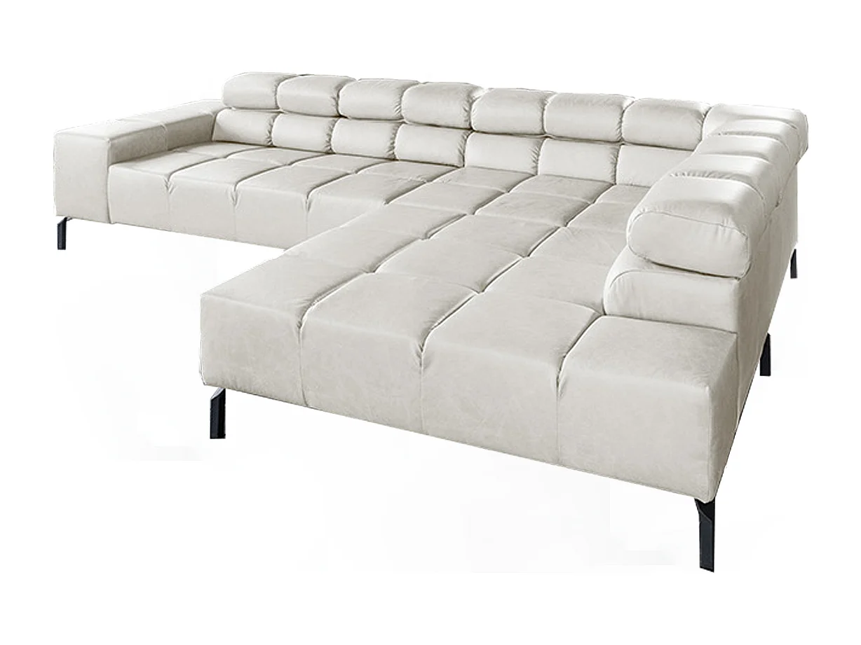 Ecksofa - Hellgrau Leder - NELSON