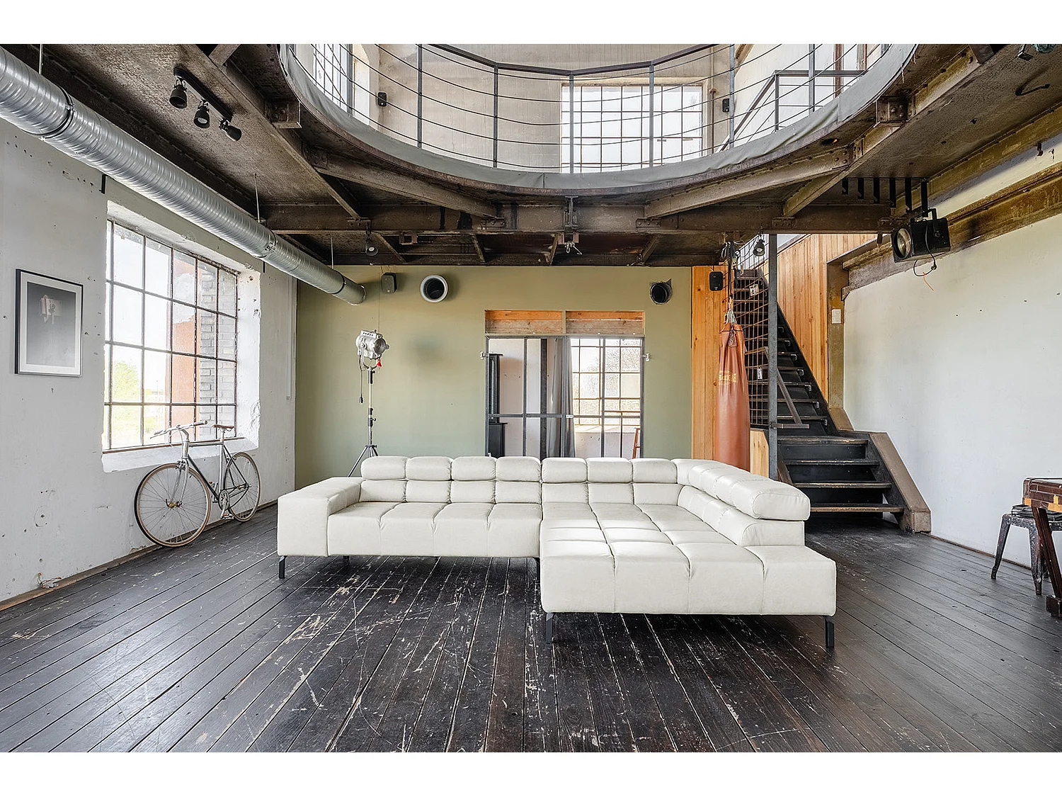 Ecksofa - Hellgrau Leder - NELSON