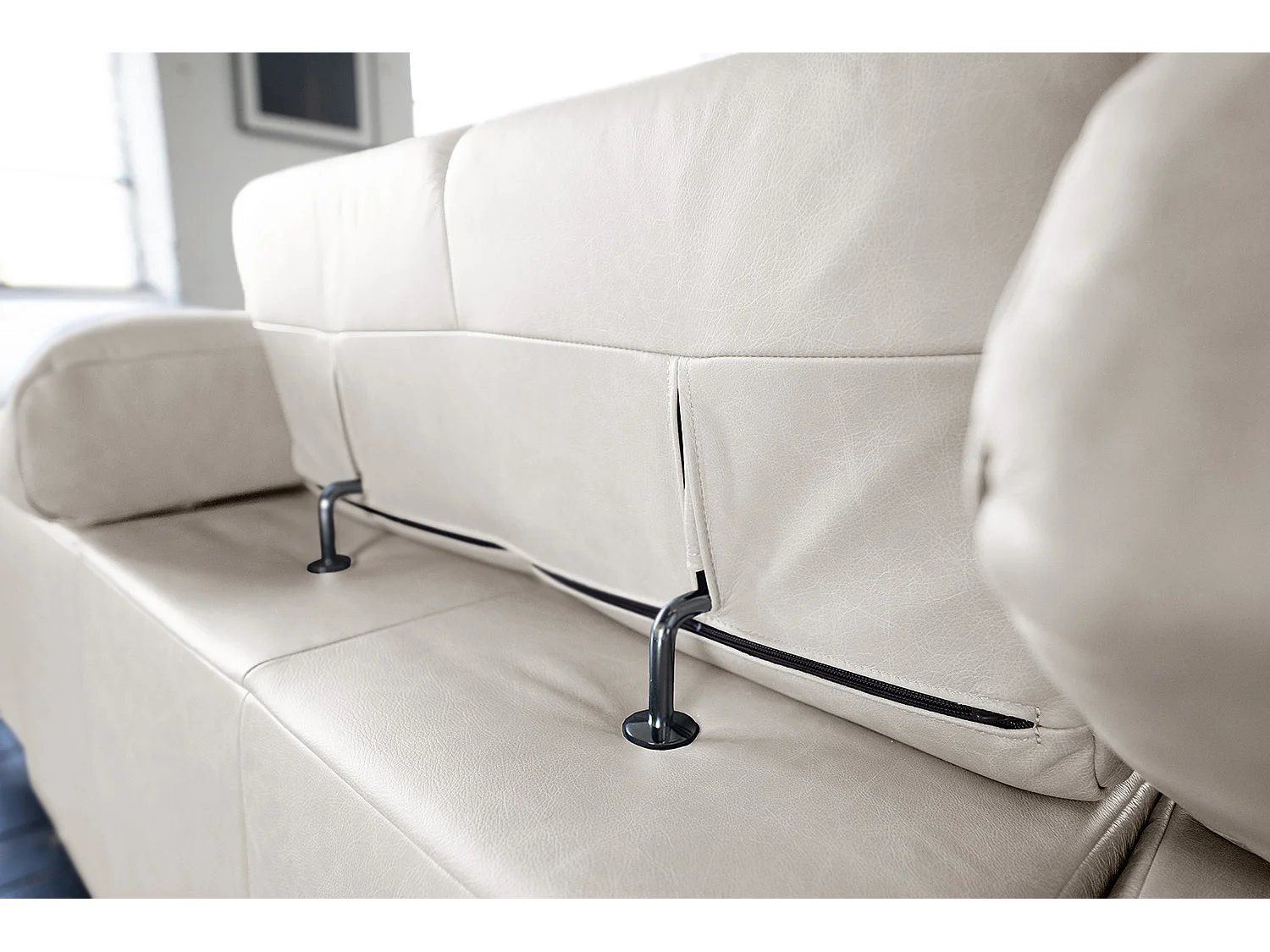 Ecksofa - Hellgrau Leder - NELSON