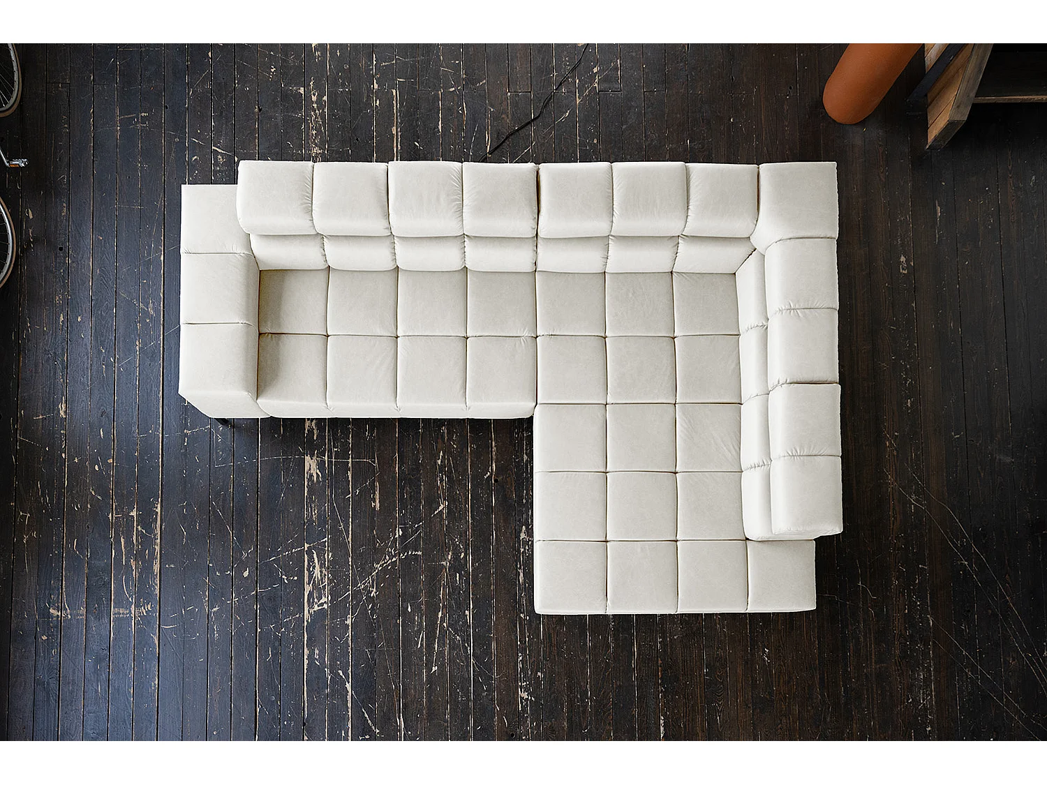 Ecksofa - Hellgrau Leder - NELSON