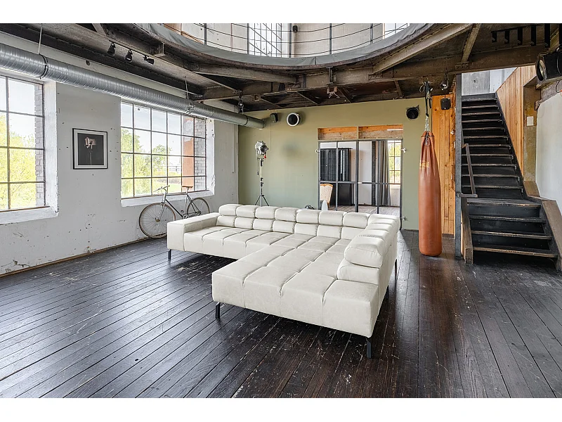 Ecksofa - Hellgrau Leder - NELSON