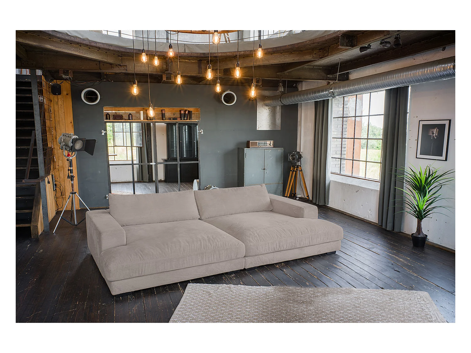 Canapé extra large - taupe Velours côtelé - MADELINE