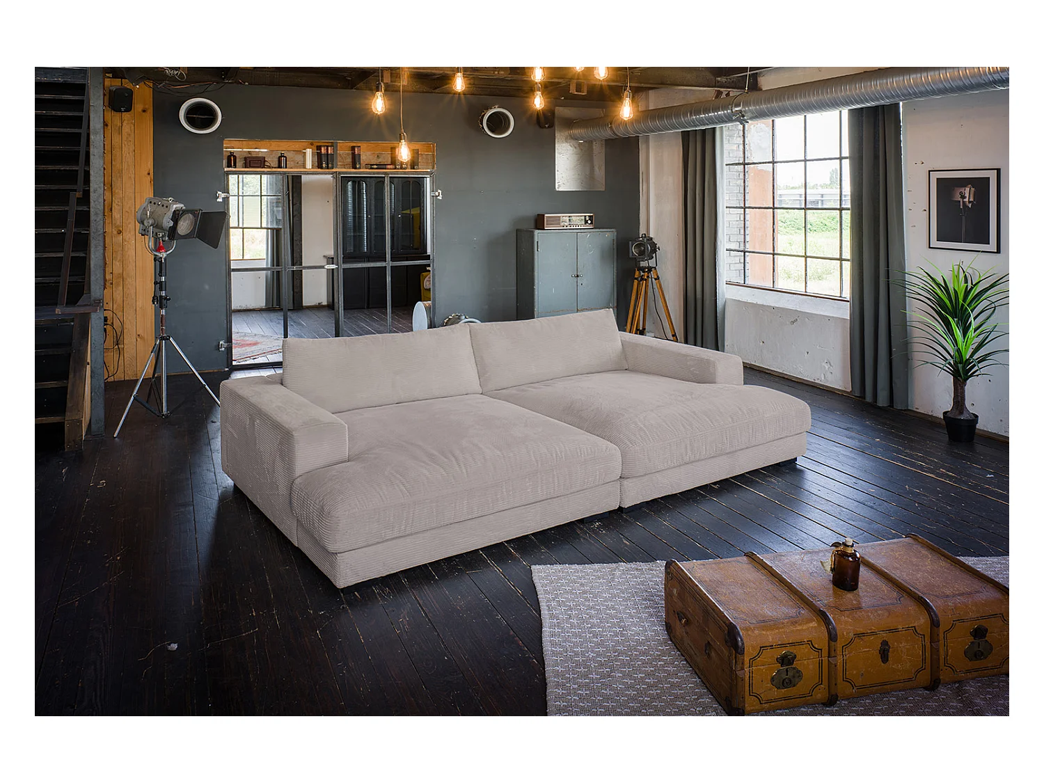 Canapé extra large - taupe Velours côtelé - MADELINE