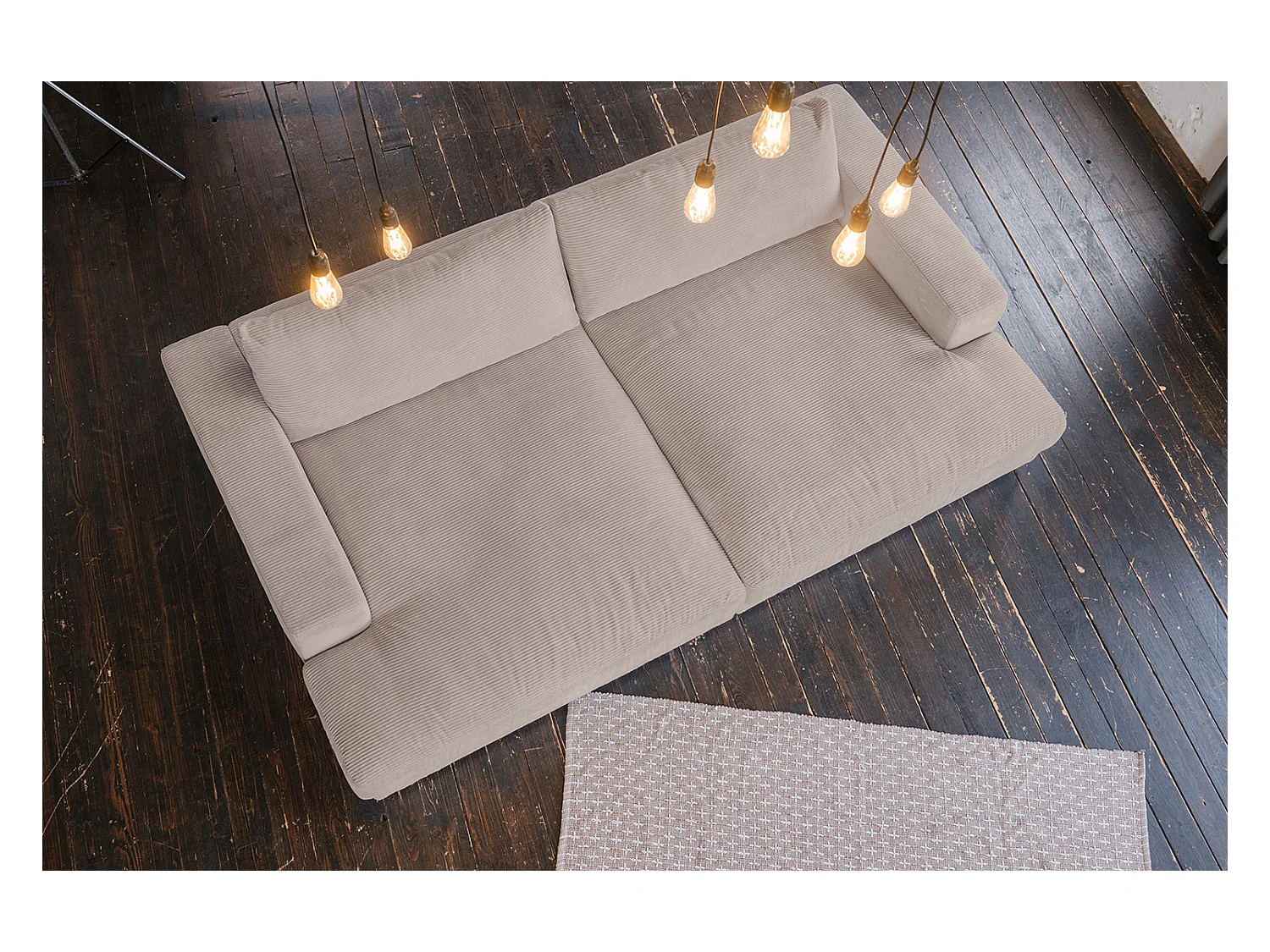 Canapé extra large - taupe Velours côtelé - MADELINE