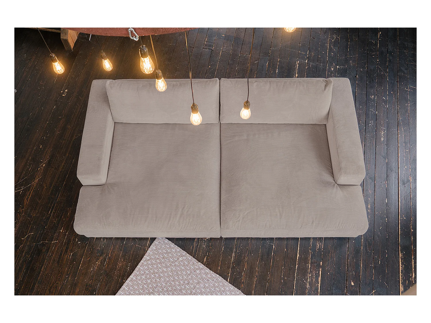 Canapé extra large - taupe Velours côtelé - MADELINE