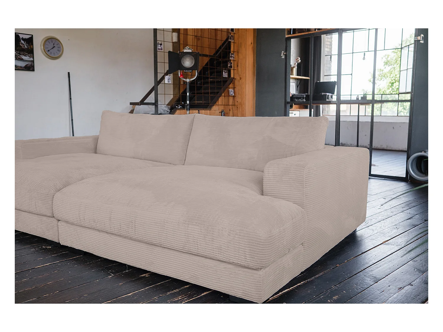 Canapé extra large - taupe Velours côtelé - MADELINE