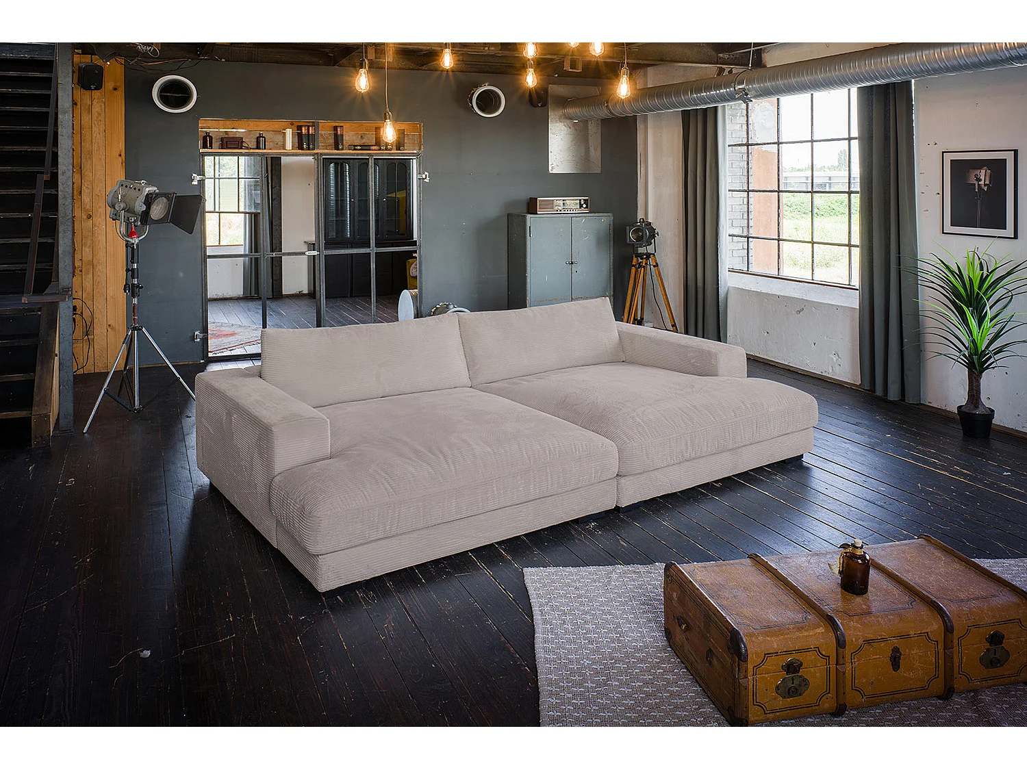 Canapé extra large - taupe Velours côtelé - MADELINE