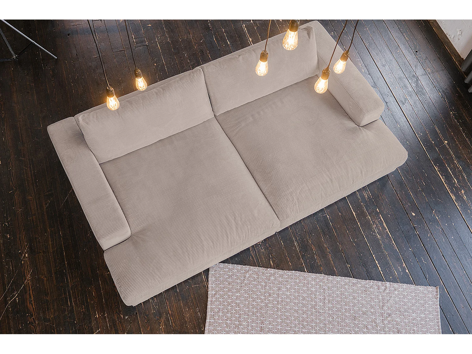 Canapé extra large - taupe Velours côtelé - MADELINE