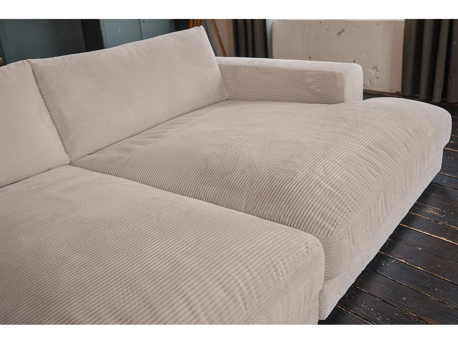 Canapé extra large - taupe Velours côtelé - MADELINE