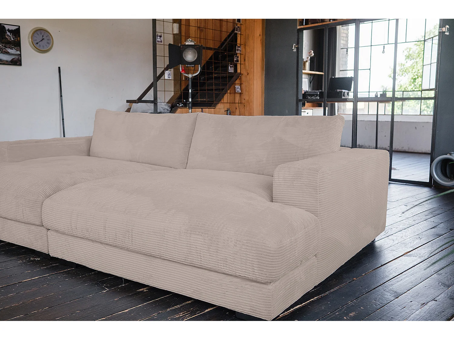 Canapé extra large - taupe Velours côtelé - MADELINE