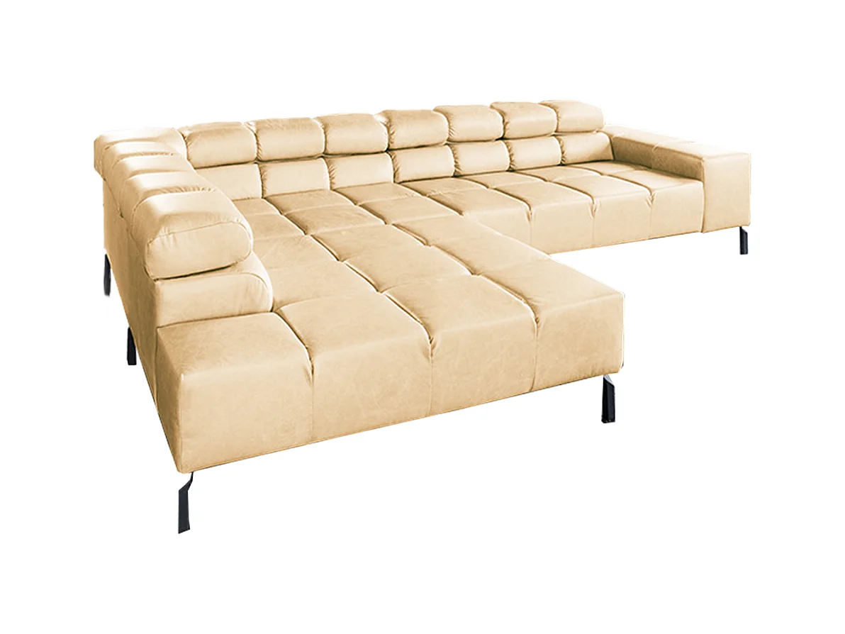 Ecksofa - Beige Leder - NELSON