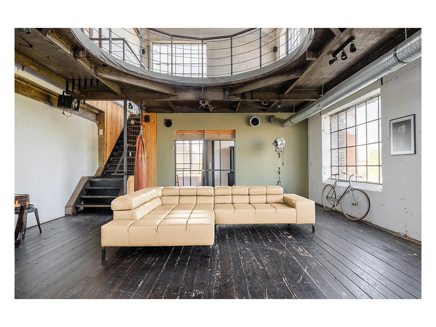 Ecksofa - Beige Leder - NELSON