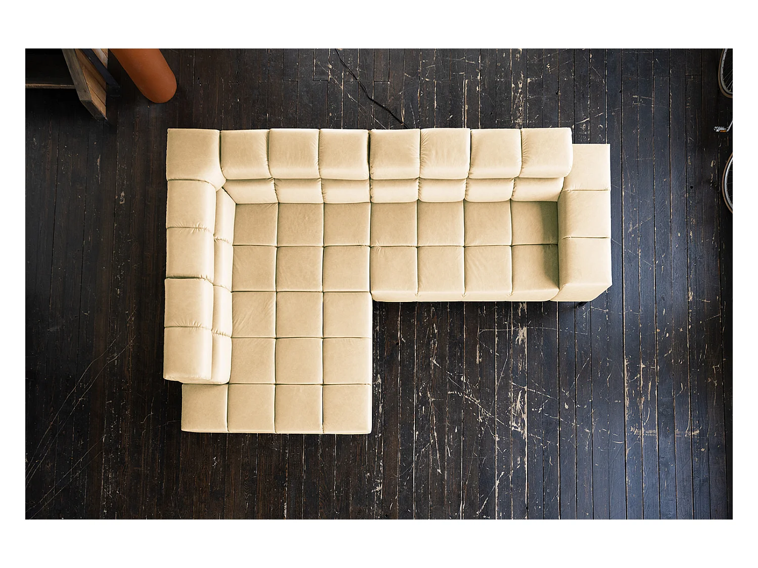 Ecksofa - Beige Leder - NELSON