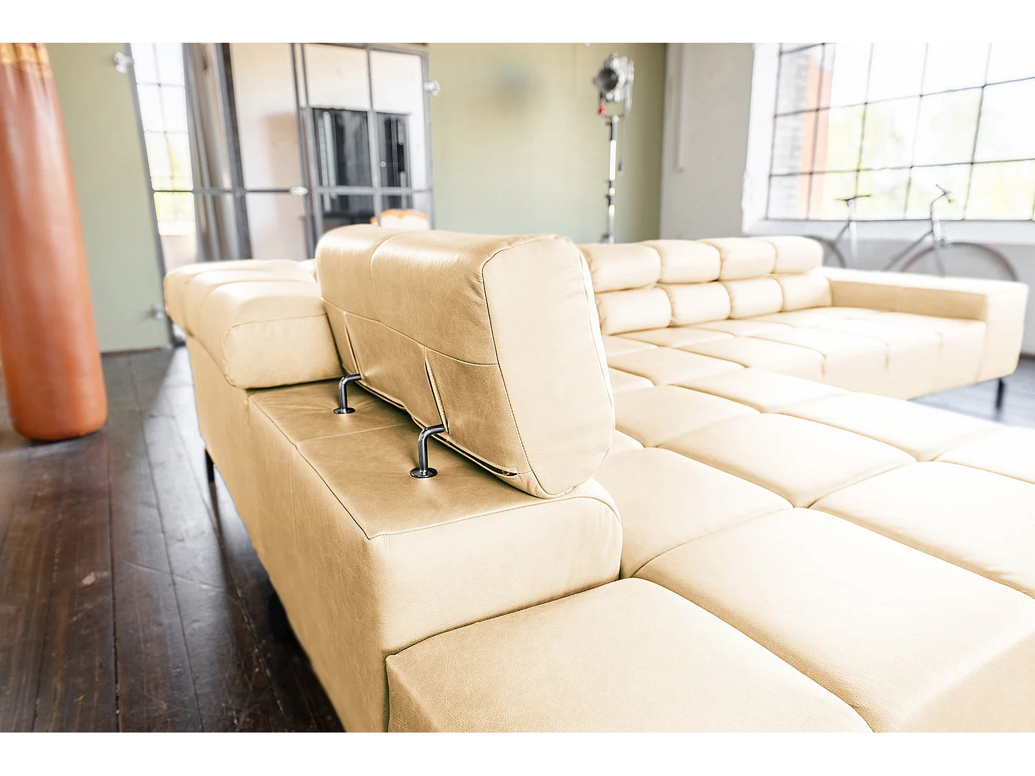 Ecksofa - Beige Leder - NELSON