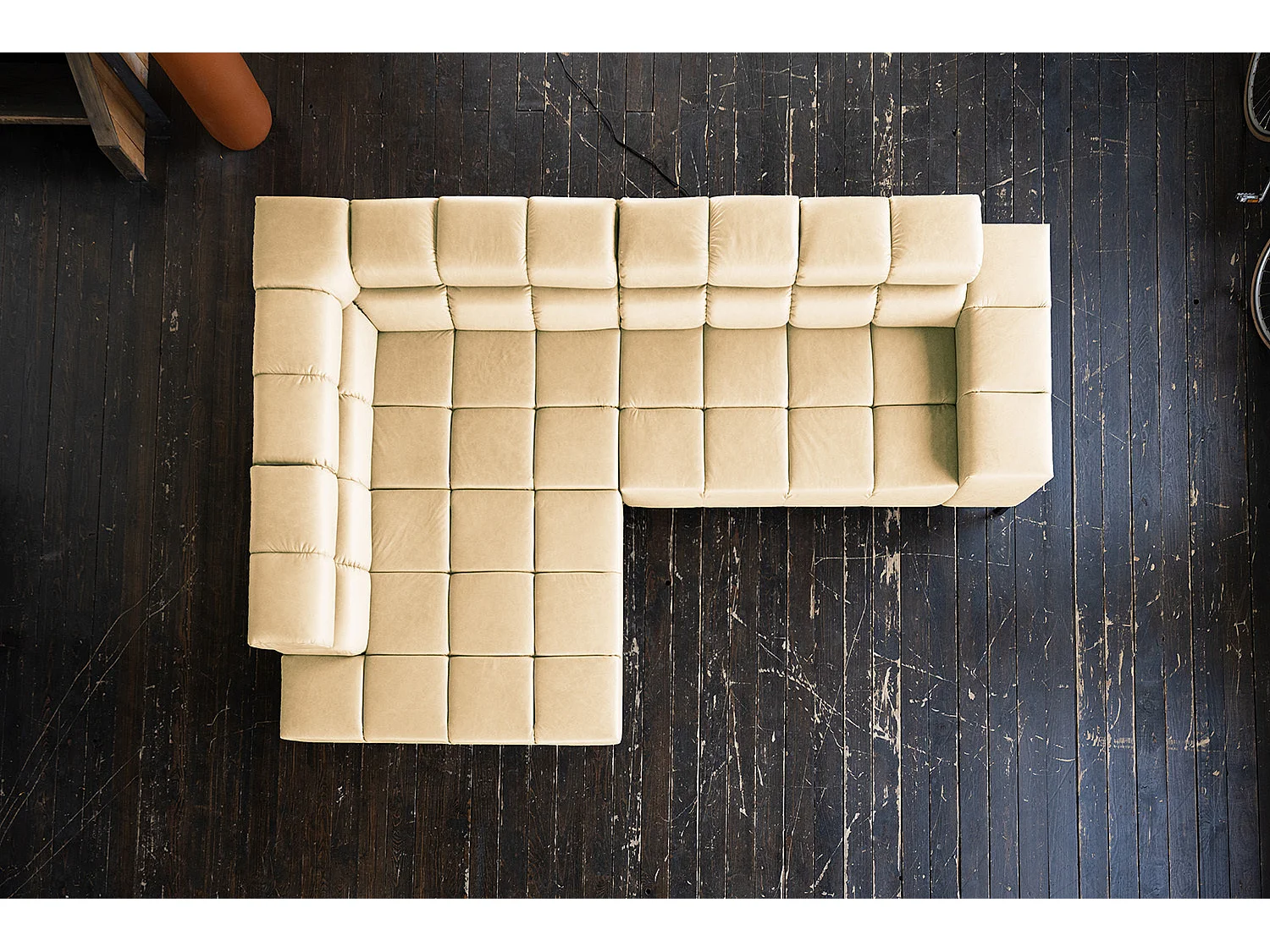Ecksofa - Beige Leder - NELSON