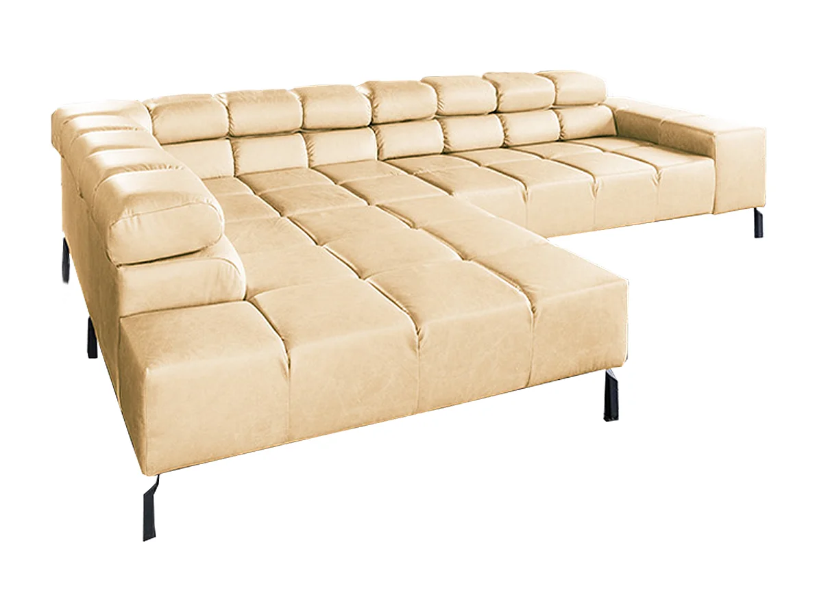 Canapé d'angle - beige cuir - NELSON