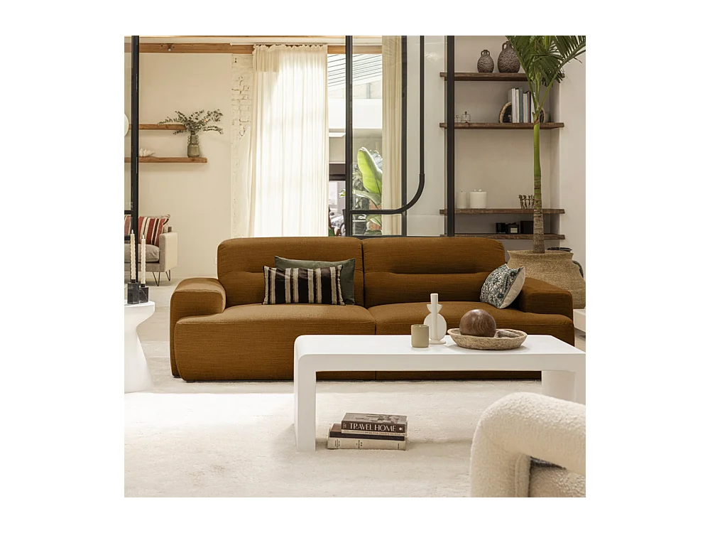 Stune - Canapé droit 4 places en tissu à accoudoirs larges - Bronze