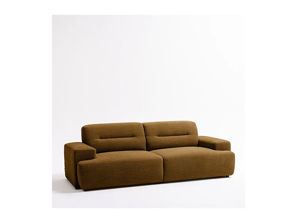 Stune - Canapé droit 4 places en tissu à accoudoirs larges - Bronze