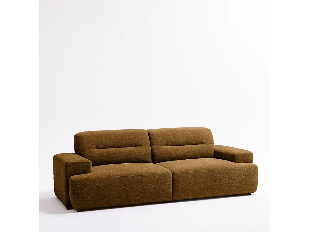 Stune - Canapé droit 4 places en tissu à accoudoirs larges - Bronze