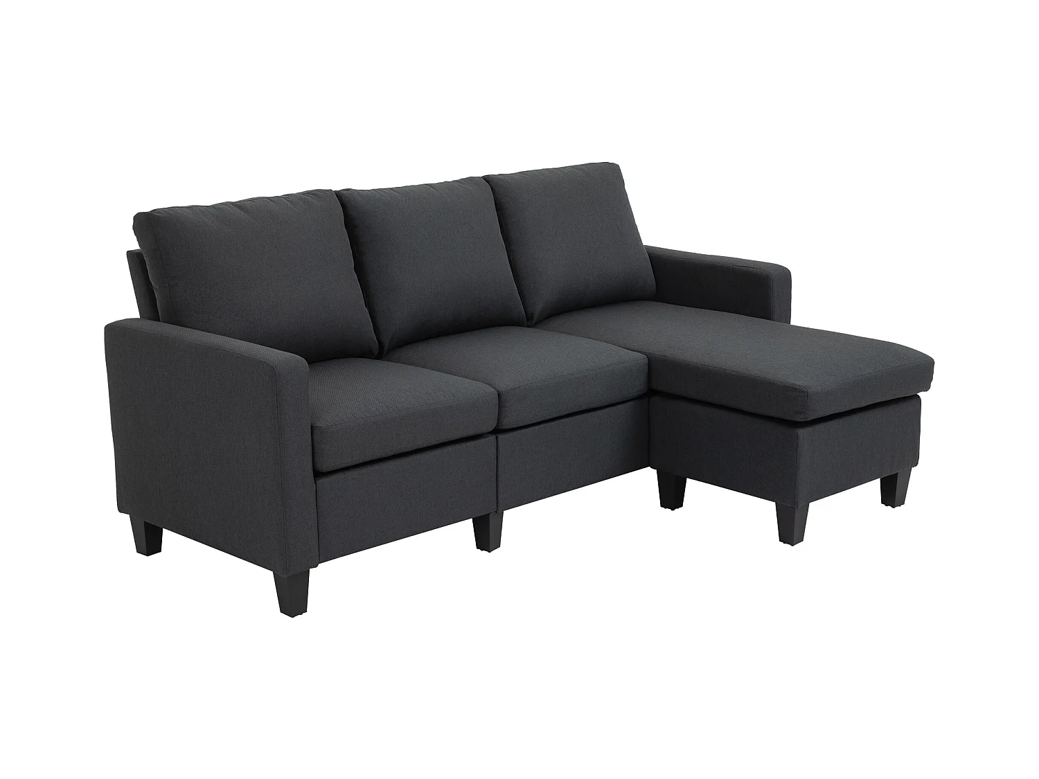 Canapé d'angle reversible 3 places en lin gris foncé - 197x139x91cm