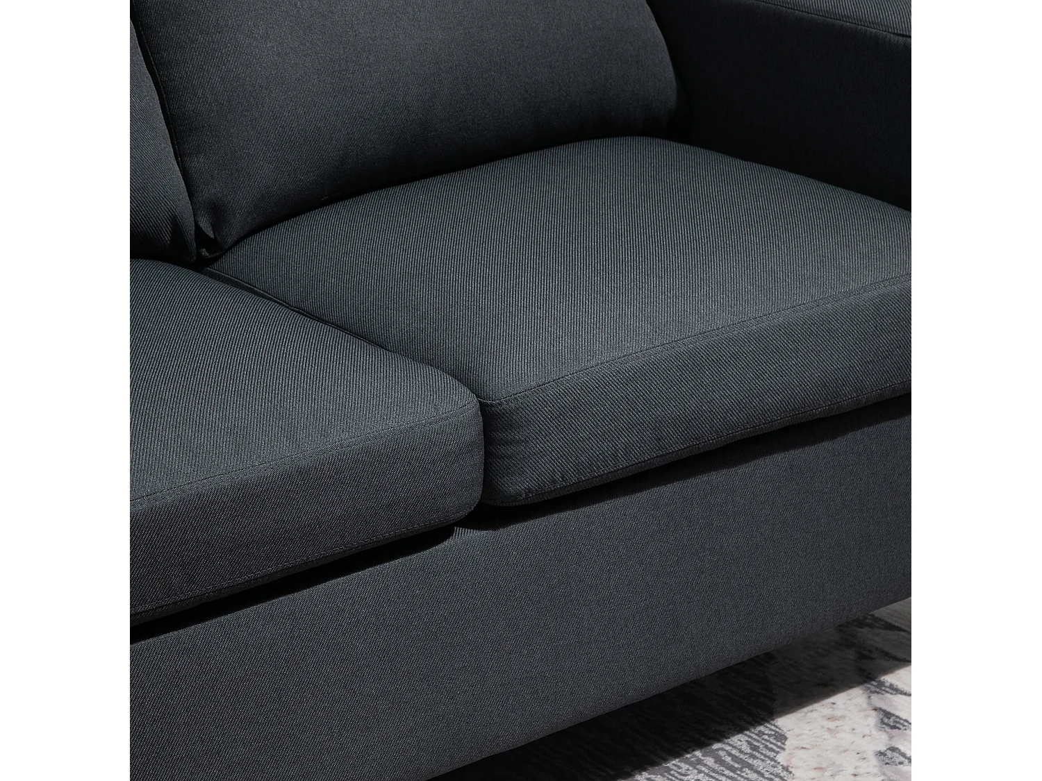 Canapé d'angle reversible 3 places en lin gris foncé - 197x139x91cm