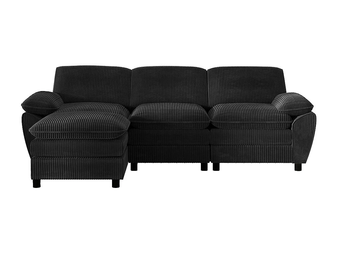 Canape d'angle combiné modulaire noir canapé à double coussin canapé combiné en velours avec lampe et pouf ottoman amovible