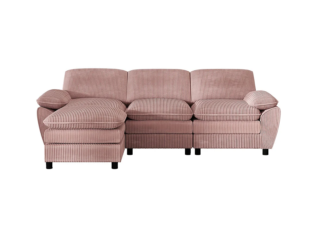 Canape d'angle combiné modulaire rose canapé à double coussin canapé combiné en velours avec lampe et pouf ottoman amovible