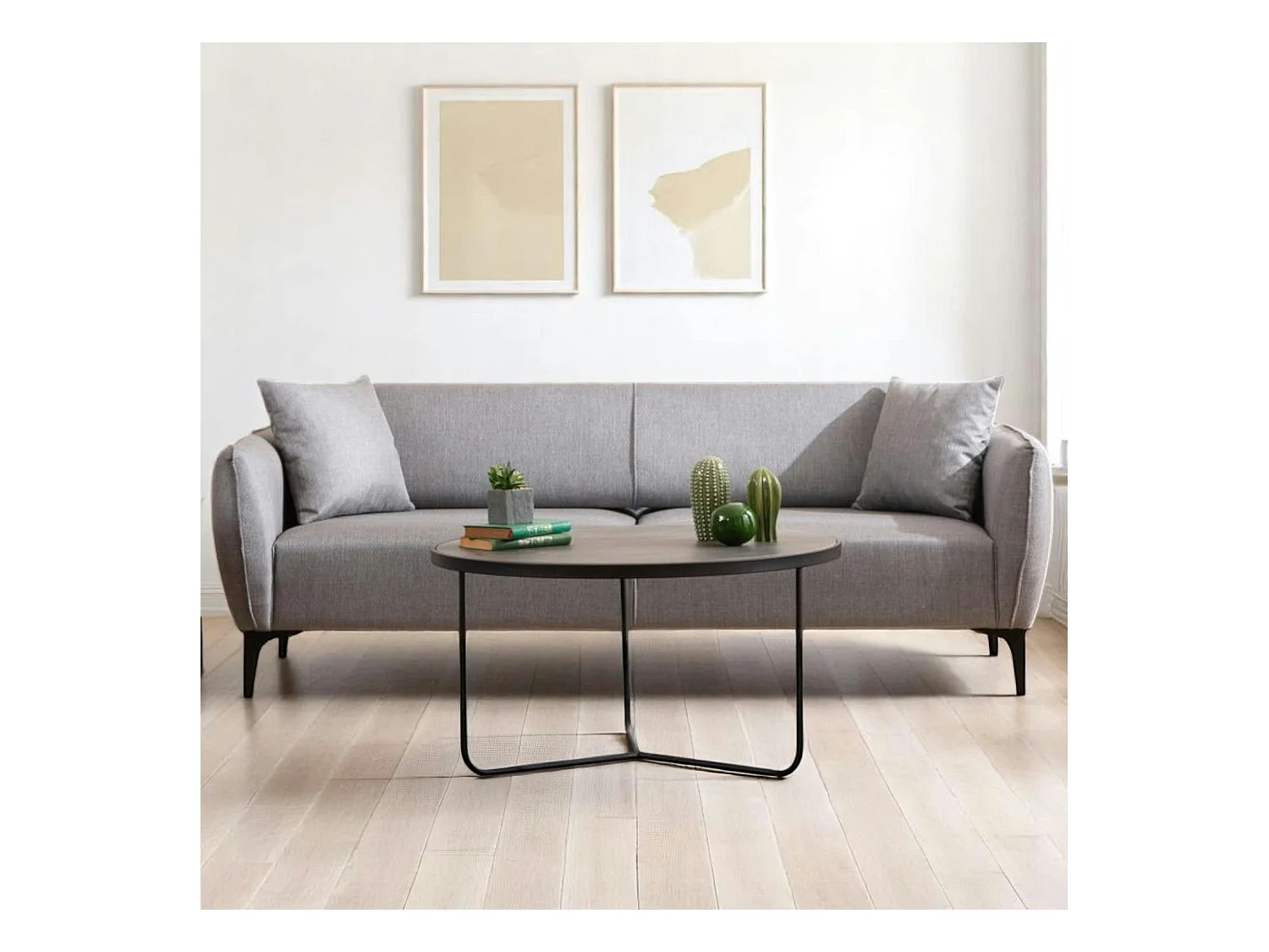 Canapé 2 places gris clair - couture déco VILNIUS