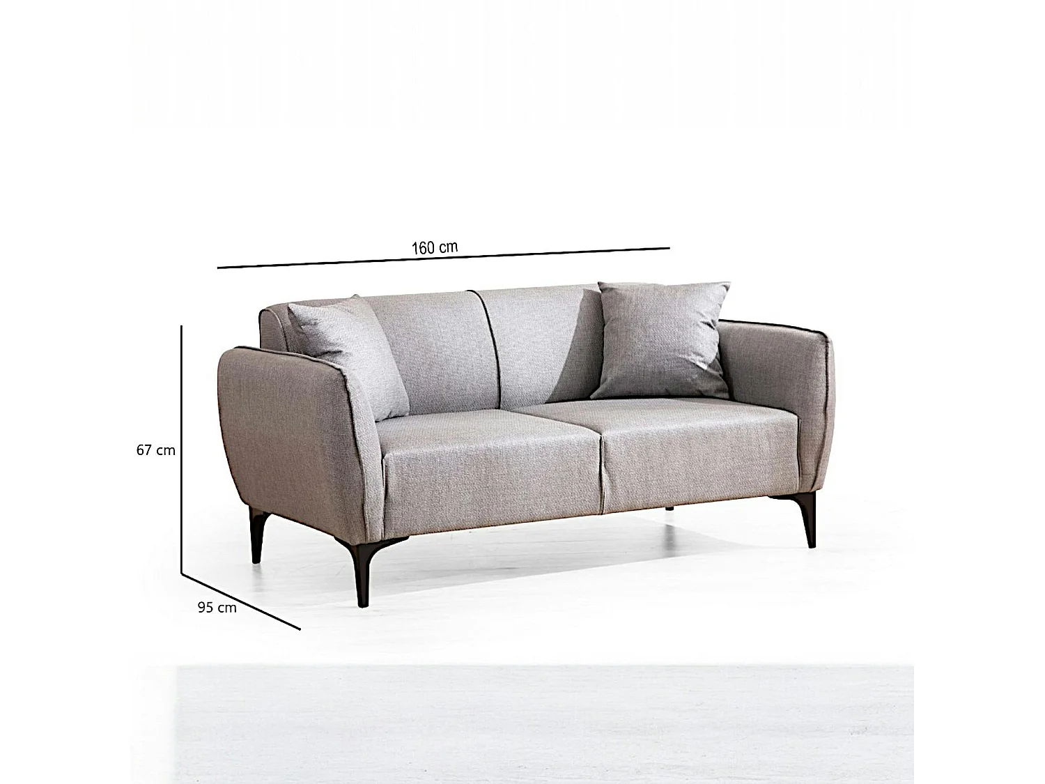 Canapé 2 places gris clair - couture déco VILNIUS