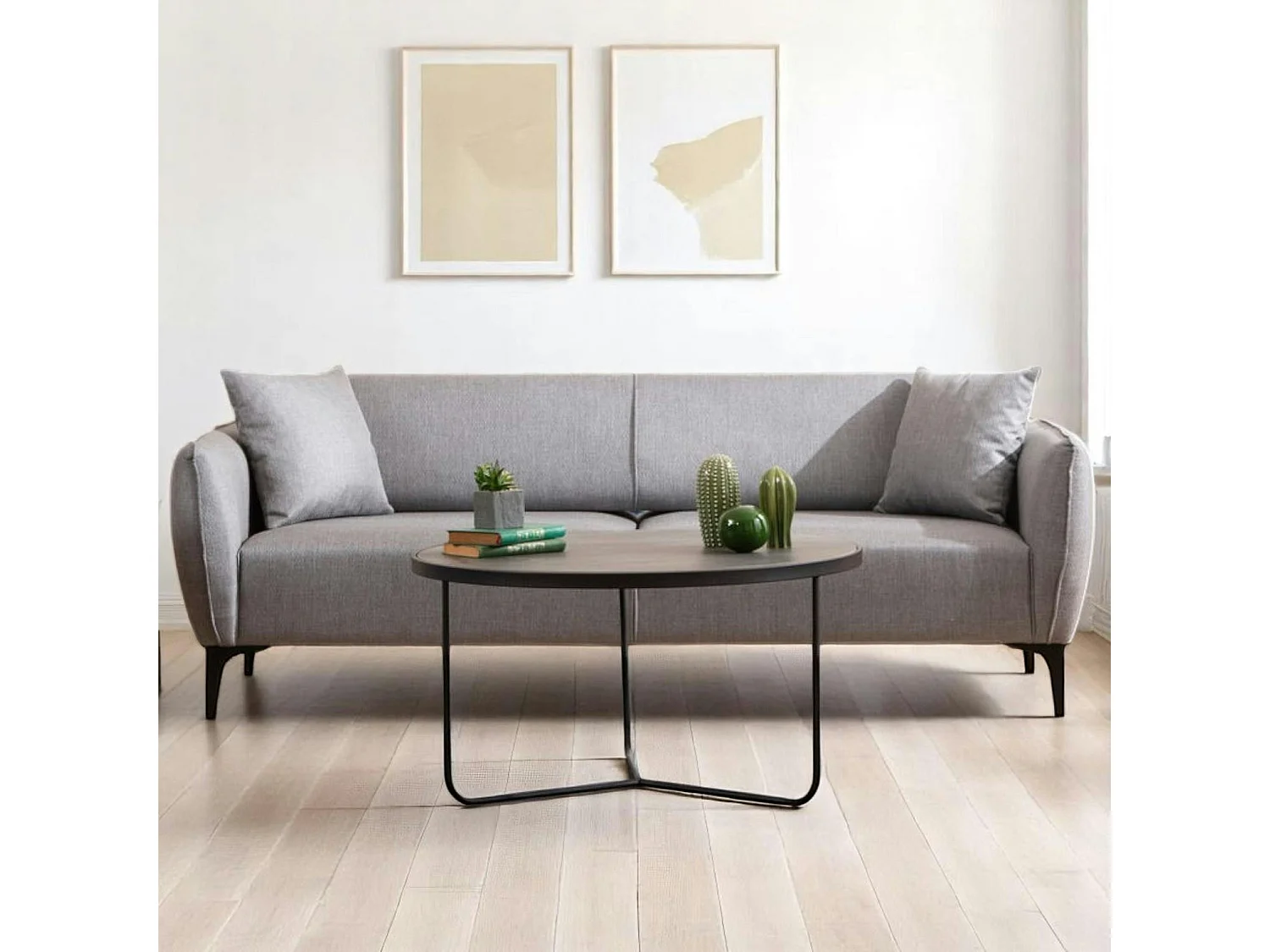 Canapé 2 places gris clair - couture déco VILNIUS