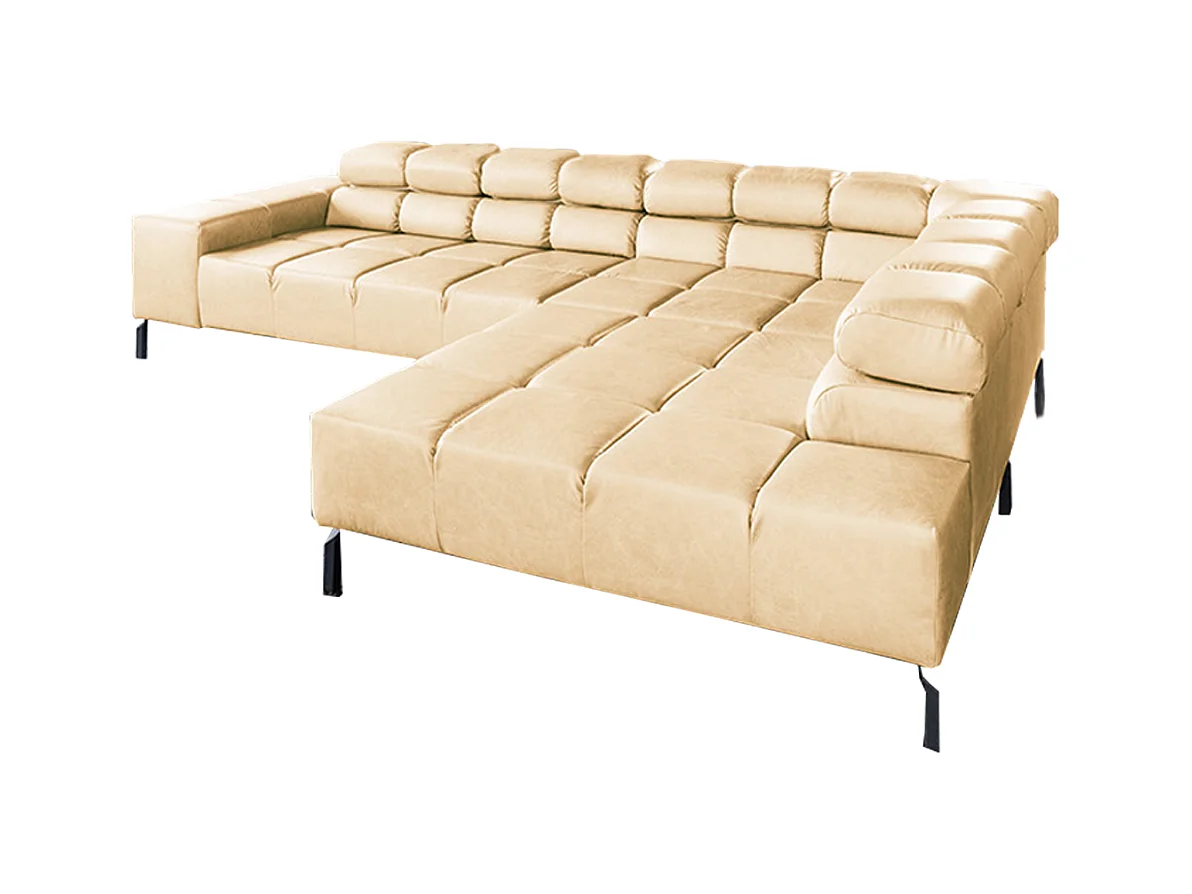 Ecksofa - Beige Leder - NELSON