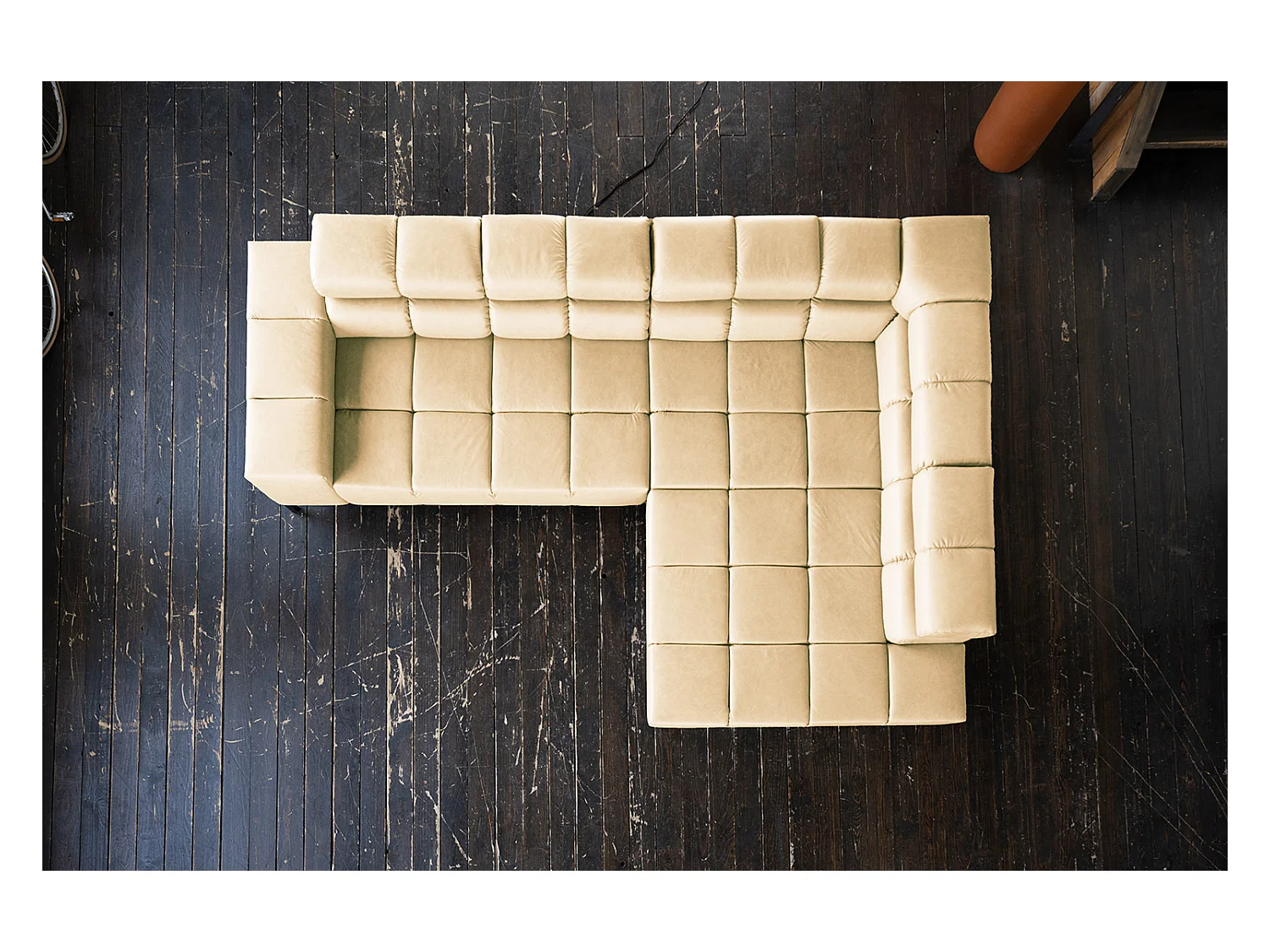 Ecksofa - Beige Leder - NELSON