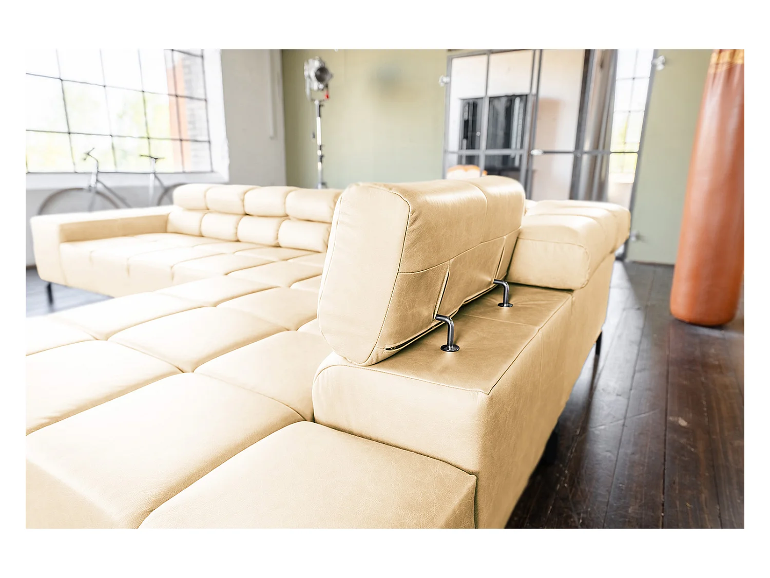 Ecksofa - Beige Leder - NELSON